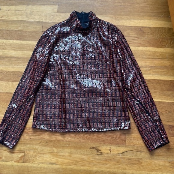 Zara Red and Black Sequin Top M NWT - Picture 3 of 8